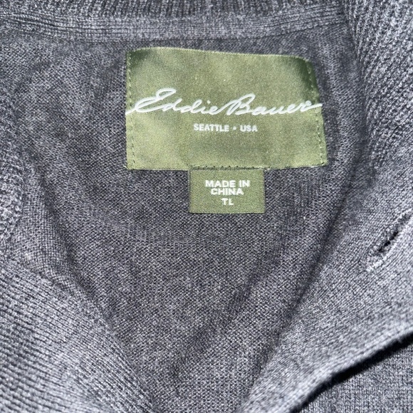 Eddie Bauer large tall cotton/cashmere blend gray sweater - Picture 5 of 9